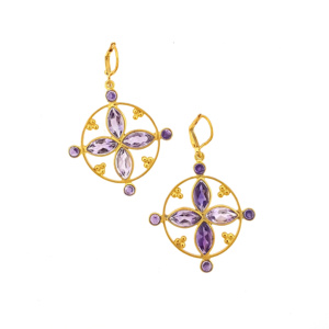 Sterling silver gold earrings amethyst parisasdesigns Parisas designs Parisa's designs