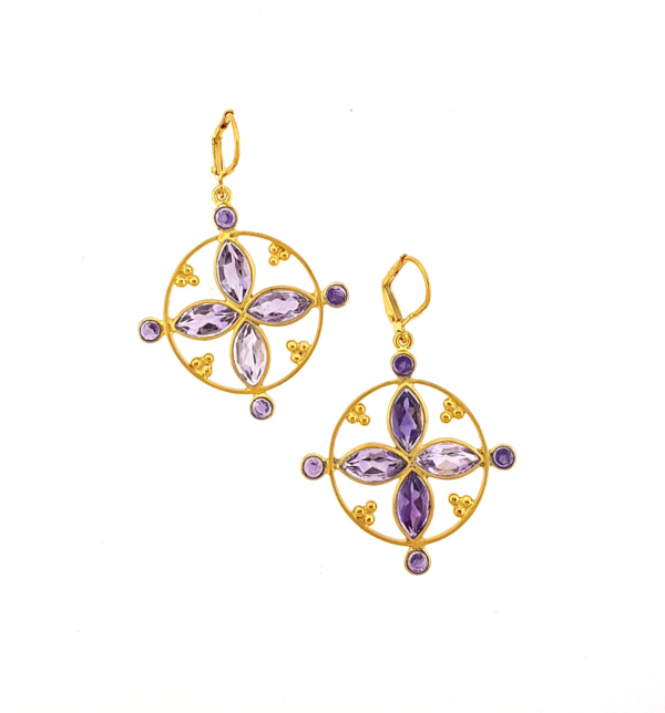 Sterling silver gold earrings amethyst parisasdesigns Parisas designs Parisa's designs