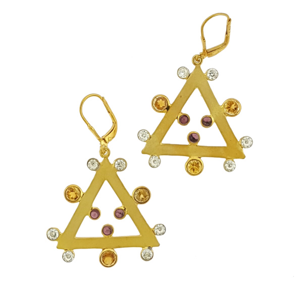 Gold citrin garnet zircon Parisa's designs Parisas designs Parisasdesigns earrings