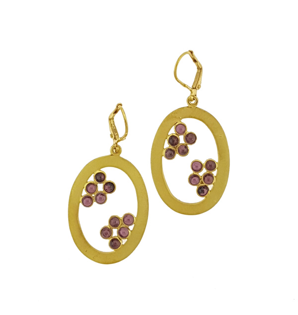 Sterling silver gold earrings garnet gemstone parisasdesigns Parisa's designs Parisas designs