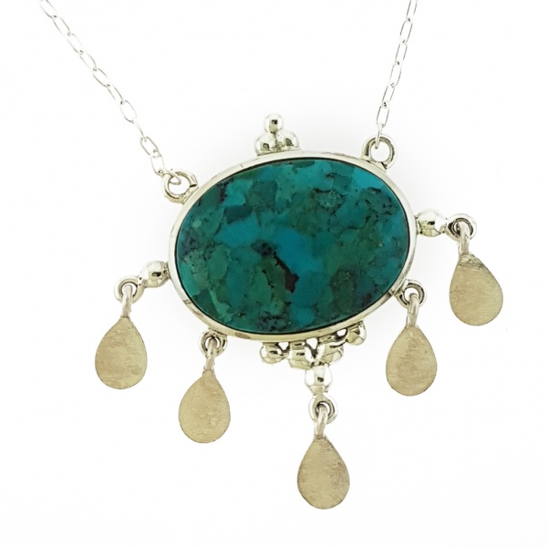 Sterling silver turquoise dangling gold parisasdesigns Parisa's designs necklace