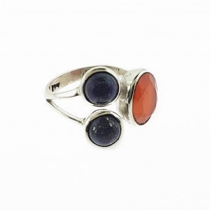 Sterling silver lapiz carnelian parisasdesigns Parisa's designs open band ring