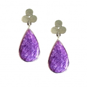 Sterling silver charoite earrings gold parisasdesigns Parisa's designs