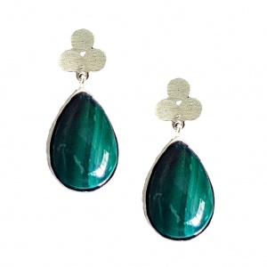 Sterling silver malachite earrings gold parisasdesigns Parisa's designs