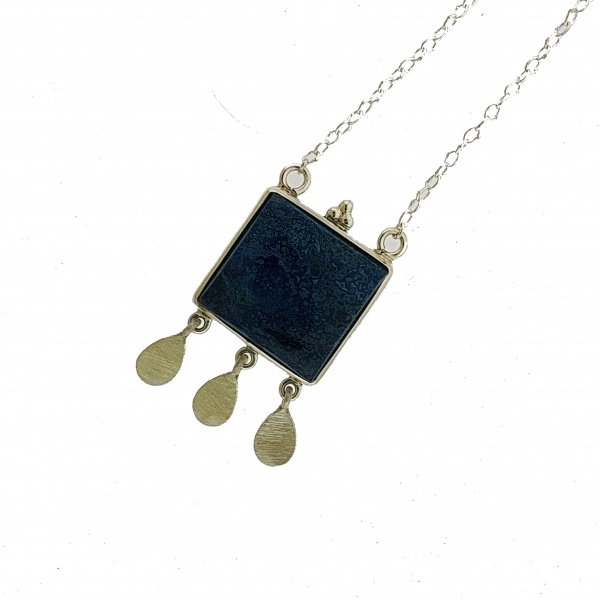 Azurite chrysoccolla necklace sterling silver Parisa's designs parisasdesigns