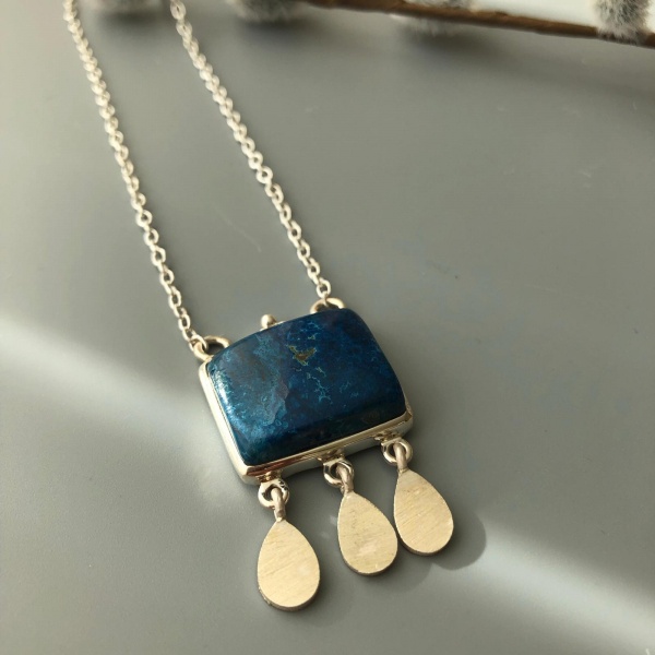 Azurite necklace sterling silver Parisa's designs parisasdesigns parisas designs